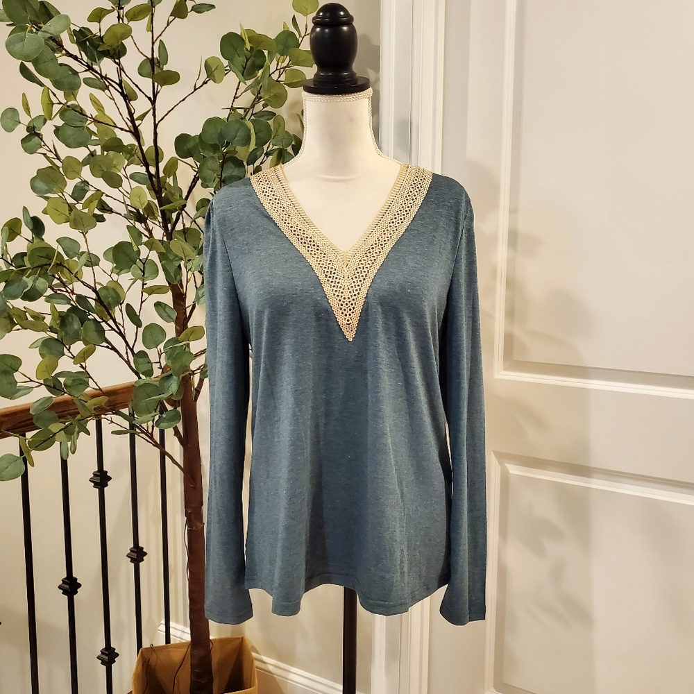 Green LongSleeve  Lace Crochet  Blouse